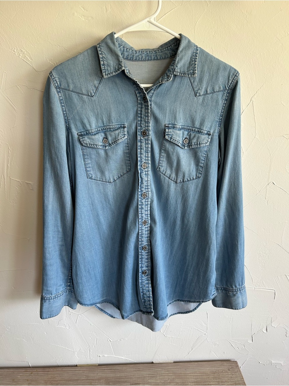 GAP Light Blue Denim Button-Down Maternity Shirt